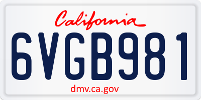 CA license plate 6VGB981