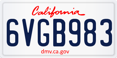 CA license plate 6VGB983