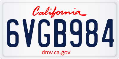 CA license plate 6VGB984