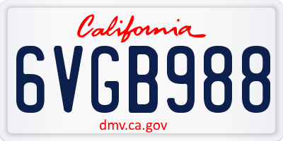 CA license plate 6VGB988