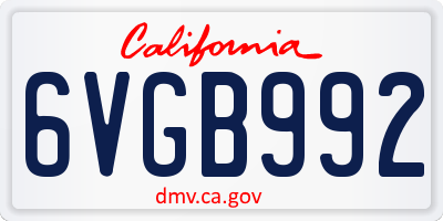 CA license plate 6VGB992