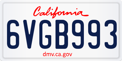 CA license plate 6VGB993