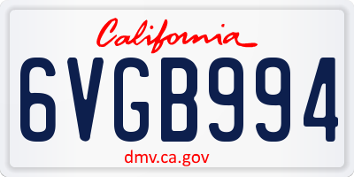 CA license plate 6VGB994