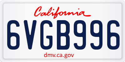 CA license plate 6VGB996