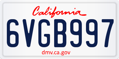 CA license plate 6VGB997