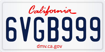 CA license plate 6VGB999