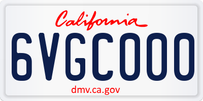 CA license plate 6VGC000