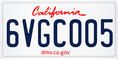 CA license plate 6VGC005