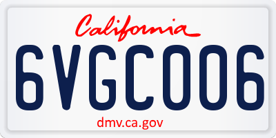 CA license plate 6VGC006