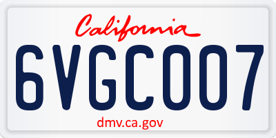 CA license plate 6VGC007
