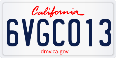 CA license plate 6VGC013