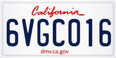 CA license plate 6VGC016