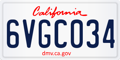 CA license plate 6VGC034