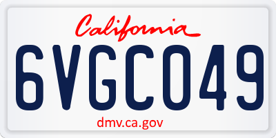 CA license plate 6VGC049