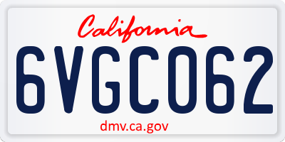 CA license plate 6VGC062