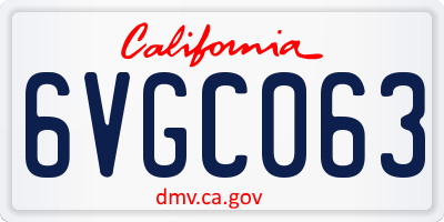 CA license plate 6VGC063