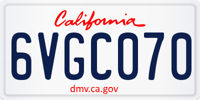 CA license plate 6VGC070