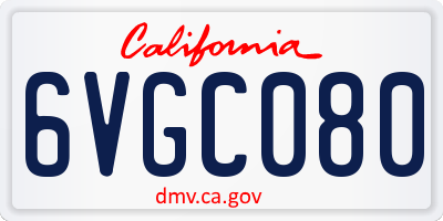 CA license plate 6VGC080