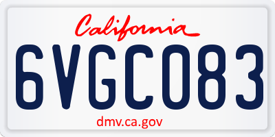 CA license plate 6VGC083