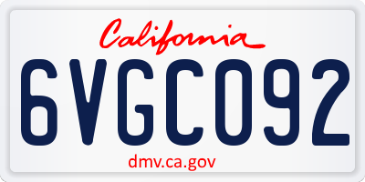 CA license plate 6VGC092