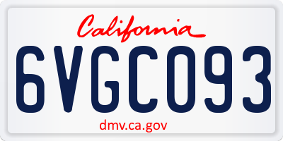 CA license plate 6VGC093