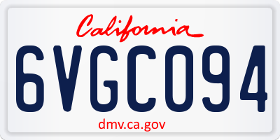 CA license plate 6VGC094
