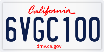 CA license plate 6VGC100