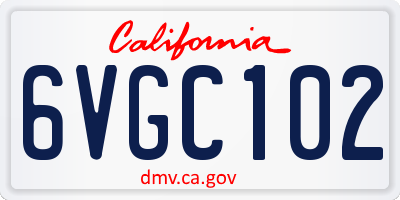 CA license plate 6VGC102