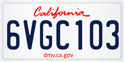 CA license plate 6VGC103