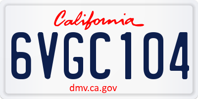 CA license plate 6VGC104