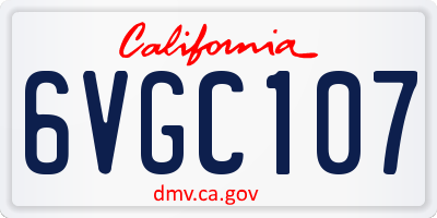 CA license plate 6VGC107