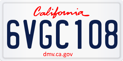 CA license plate 6VGC108