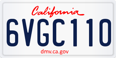CA license plate 6VGC110