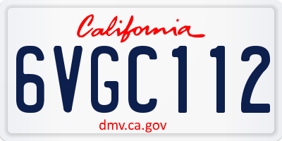 CA license plate 6VGC112