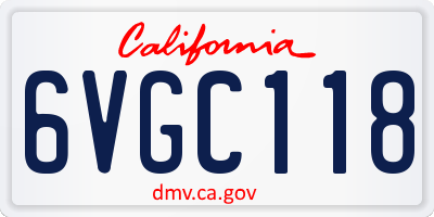 CA license plate 6VGC118