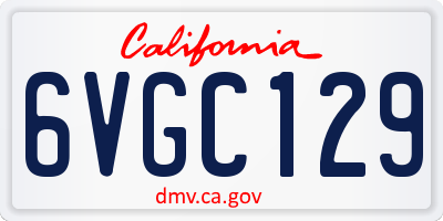CA license plate 6VGC129