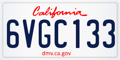 CA license plate 6VGC133