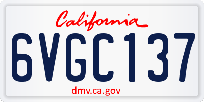 CA license plate 6VGC137