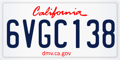 CA license plate 6VGC138