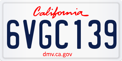 CA license plate 6VGC139