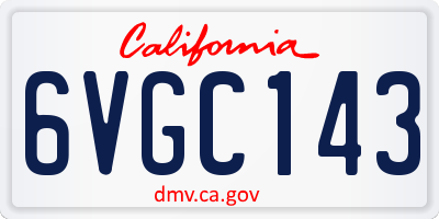 CA license plate 6VGC143