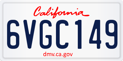 CA license plate 6VGC149