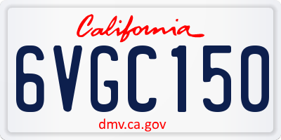 CA license plate 6VGC150