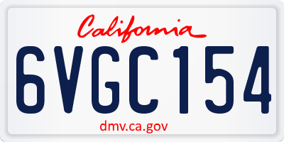 CA license plate 6VGC154