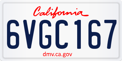 CA license plate 6VGC167