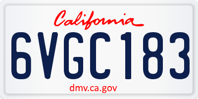 CA license plate 6VGC183