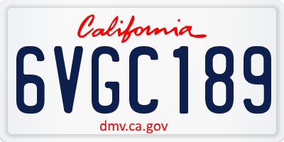 CA license plate 6VGC189