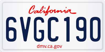 CA license plate 6VGC190