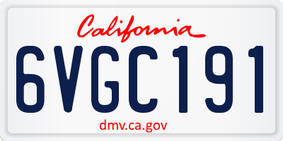CA license plate 6VGC191