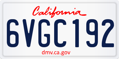CA license plate 6VGC192